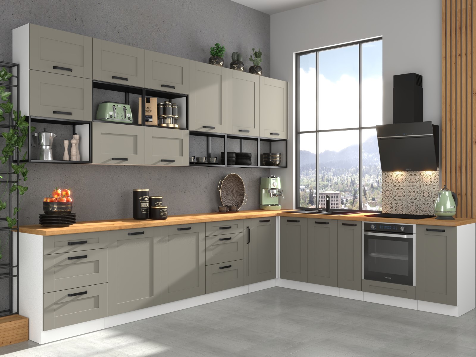 LUNA CLAYGR-WY- LINARO FOT.12 Kuchnia LUNA CLAY GREY/WH Narożna 360x270 - obrazek 1